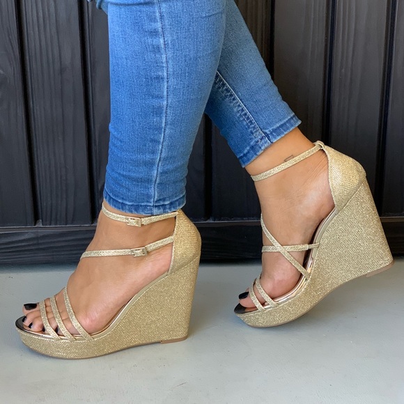Badgley Mischka Shoes - Allure Bridal Golden Dazzle Wedge Sandal